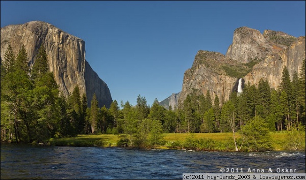 Valley View - Yosemite National Park
Esta es una de las vistas mas populares del parque. El rio merced, Bridalveil Falls y El Capitan.
