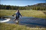Anna cruzando un riachuelo - Yosemite National Park