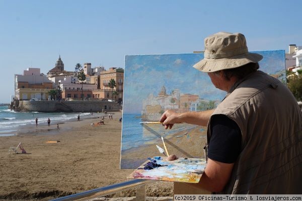 Arte en Sitges (Barcelona)
Artista en Sitges plamando en el lienzo la belleza del entorno.
