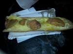 Foie hot baguette and cheese. Strasbourg ( Alsace )