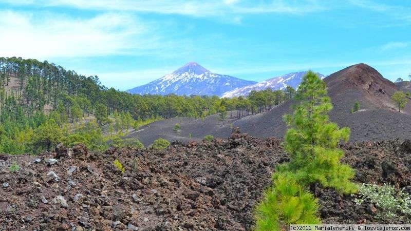 Viajar a  España: Bañarse Abril - Teide, en abril con el pico aún nevadito (Bañarse Abril)