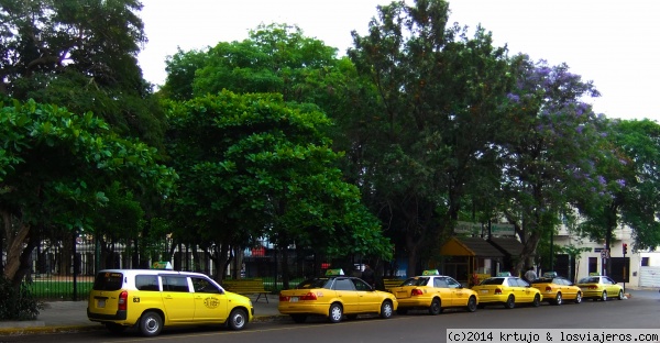 Marchando una de taxis...
Taxis paraguayos estacionados en el centro de la capital
