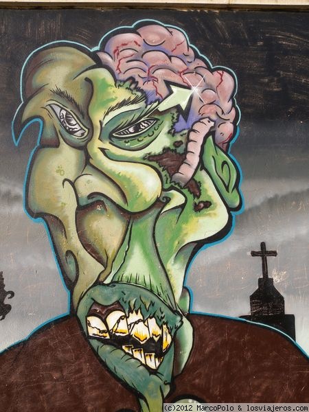 Grafitti en Murcia
En un campo de fútbol abandonado de la pedanía de El Palmar en Murcia nos topamos con las paredes llenas de muy aparentes grafittis. El arte no solo está en los museos.
