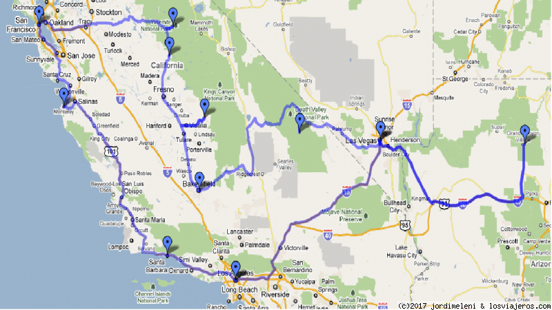 La ruta, consideraciones y consejos varios - Primer Viaje a la Costa Oeste de Estados Unidos (1)