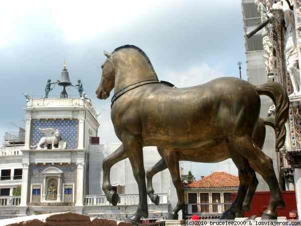 CABALLO DE SAN MARCO - VENECIA
Vista de uno de los caballos de bronce de la Basilica de San Marco en direccion a la Torre dell-Orologio. Los caballos originales se encuentran en el interior de la Basilica.

