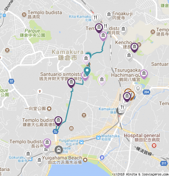 Kamakura by adictosaljetlag
Mapa con todos los sitios que nosotros visitamos en Kamakura y algún otro que llevábamos anotado pero que al final no vimos
