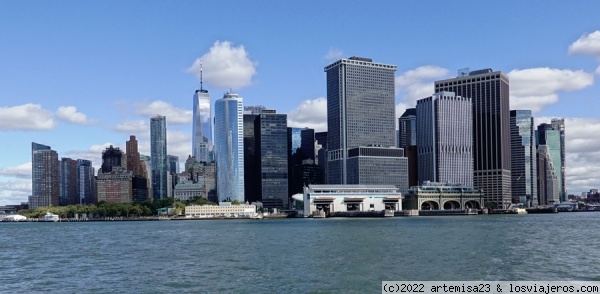 El Distrito Financiero desde el Hudson.
Así se ve el Distrito Financiero desde un barco que da la vuelta a la isla de Manhattan.
