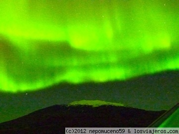 Aurora Boreal en Islandia
Aurora Boreal sobre el volcán Snaefellsjokull en la península de Snaefell, Islandia en Septiembre de 2012
