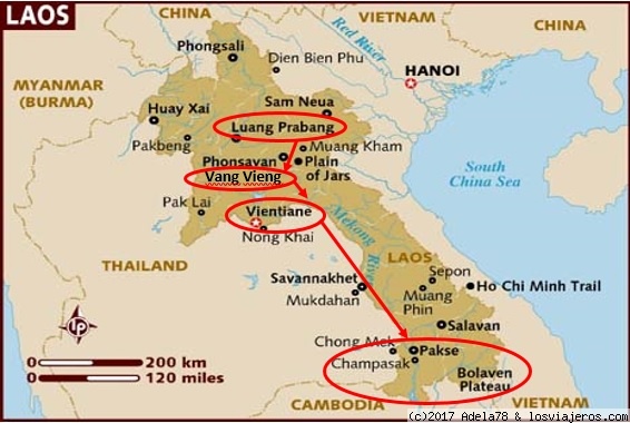 Nuestro Itinerario
Mapa de Laos
