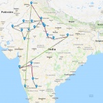 Map of the Itinerary in India 2018