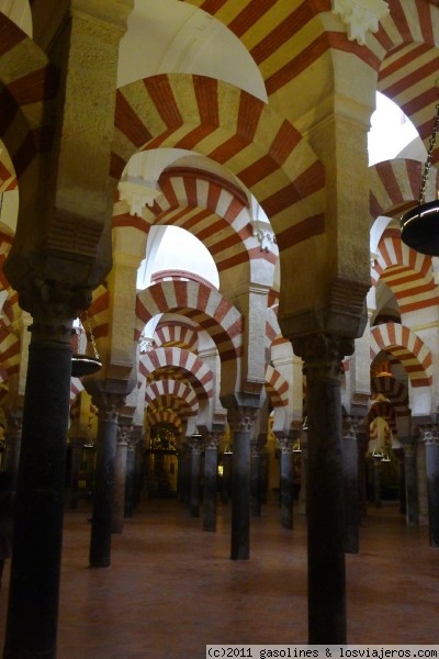 Interior de la Mezquita de Cordoba
Columnas que forman parte de la antigua mezquita arabe, ahora catedral de Cordoba.  Construida a partir de 786, fue convertida en catedral católica en 1238 tras la reconquista de Cordoba
