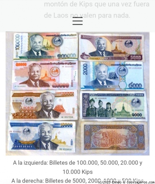 Dinero (Kips de Laos)
Dinero
