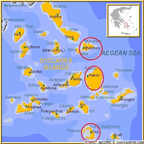 Mapa islas Cicladas
Recorrido del viaje en el mapa
