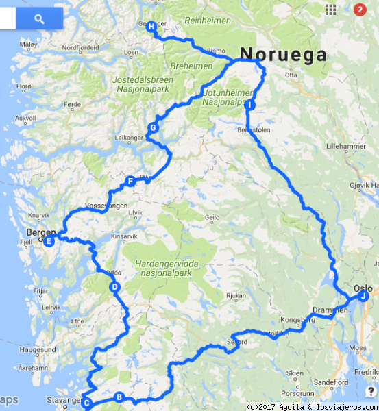 Itineario Noruega 10 días
Itinerario inicial por los fiordos noruegos en coche.
