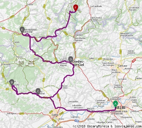 Itinerario dia 4 ruta en coche por Midi-Pyrénées
Itinerario por del cuarto día de viaje por la zona de Midi-Pyrénées: Puycelsi - Castelnau de Montmiral - Cordes-sur-Ciel - Saint-Antonin-Noble-Val – Najac

