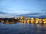 Praga
Praga, Carlos, noche, vista, desde, otro, lado, puente