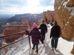 Principio del trail Navajo Loop con nieve en Bryce Canyon