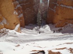 Navajo Loop nevado en invierno en Bryce Canyon