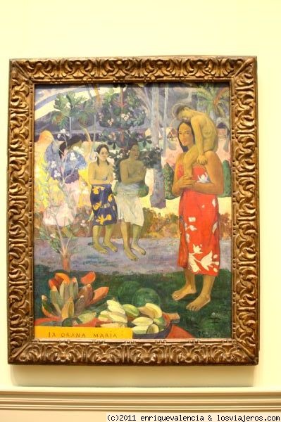 La Orana María, de Paul Gauguin
Pintado en 1.891. Oleo sobre lienzo, de dimensiones 113.7 x 87.6 cm. Colgada en el MET de NY
