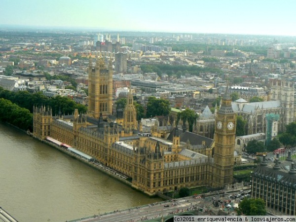 Las Casas del Parlamento desde el London Eye
Otra vista desde las cabinas de la noria
