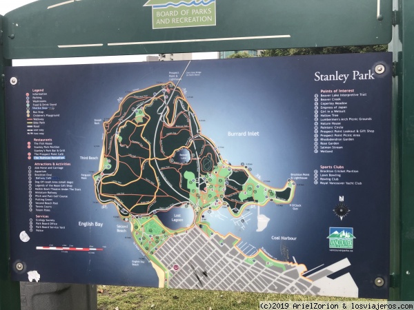 Mapa de Stanley Park
Es uno de los mapas que se encuentran a lo largo del recorrido en el parque.
