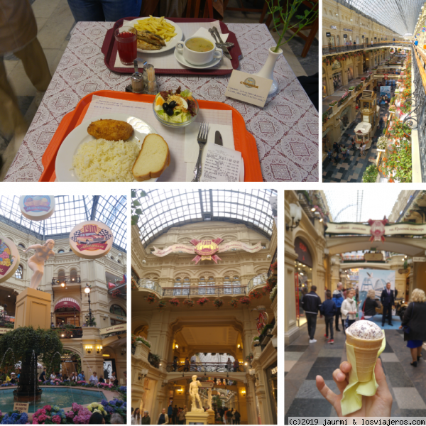 Almacenes GUM: comida del Stolovaya, imágenes del centro y helado del GUM
Imágenes dentro del GUM
