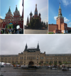 Plaza Roja: Puerta Ibérica, Catedral, torre del Kremlin, almacenes GUM