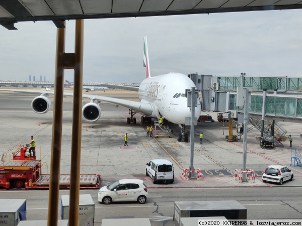 A380 en Madrid
Avión A380 de Emirates en el aeropuerto de Madrid Barajas
