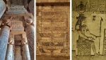 Templo de Dendera y detalle de su cripta
sala hipóstila, capilla, Dendera, cripta