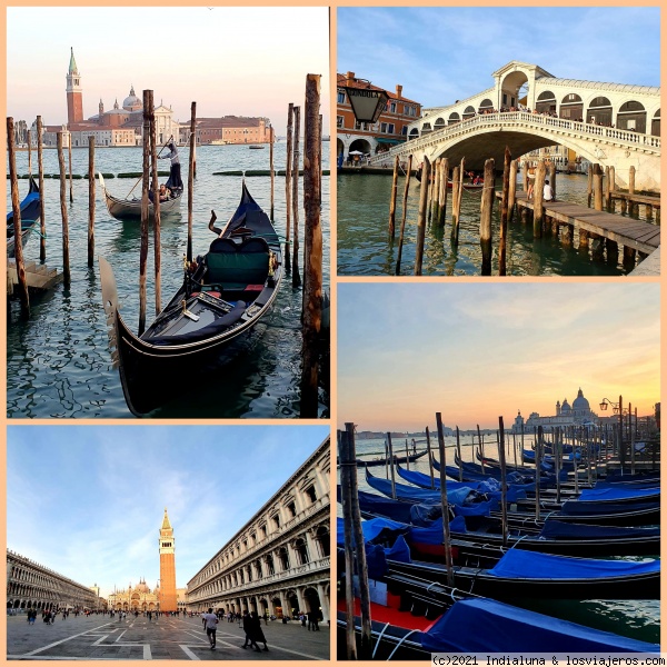 Venecia (Puente Rialto y San Marcos)
Venecia; góndolas, Rialto y San Marcos
