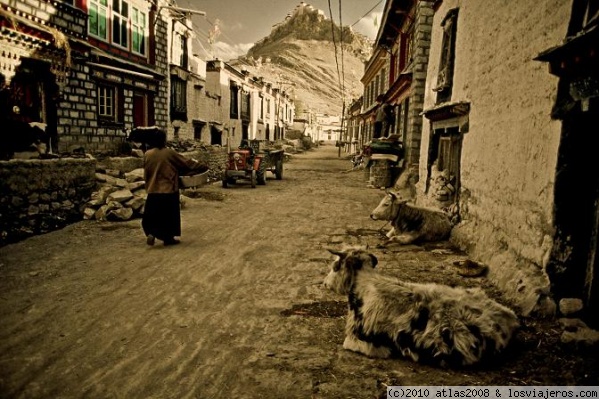 Shigatse, Tíbet.
Calle del pueblo.
