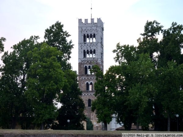 Torre en Lucca, Italia.
Una Torre de Lucca vista desde fuera de las murallas.
