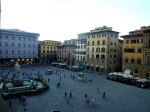 La plaza de la Signoria por atrás vista desde el Palazzio Vecchio, Florencia.