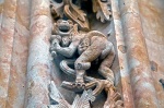 dragon and ice cream carved on salamanca cathedral