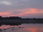 Atardecer en el río Yamuna