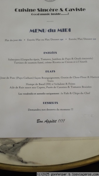 MENÚ DE ALMUERZO DEL RESTAURANTE 