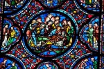 Stained glass window of the Ascension, detail. Chartres