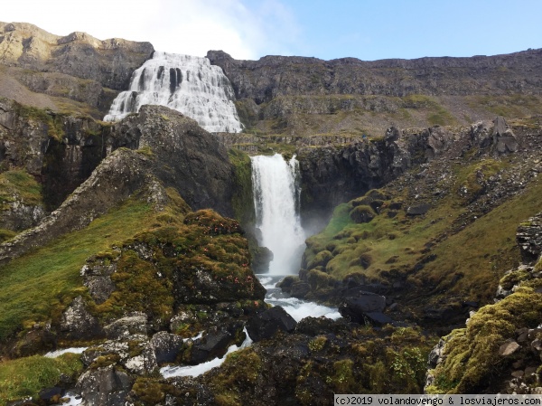 Cascada Dynjandi
Esta hermosa cascada llamada también el velo de la novia, se va despeñando a su vez en otras cascadas. Fiordos del oeste
