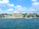 El Palacio de Dolmabahce.
Palacio, Dolmabahce, Bósforo, desde, barquito