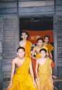 Group of Buddhist monks in Pakse.