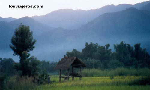 Paisaje al amanecer en Muang Sing. - Laos